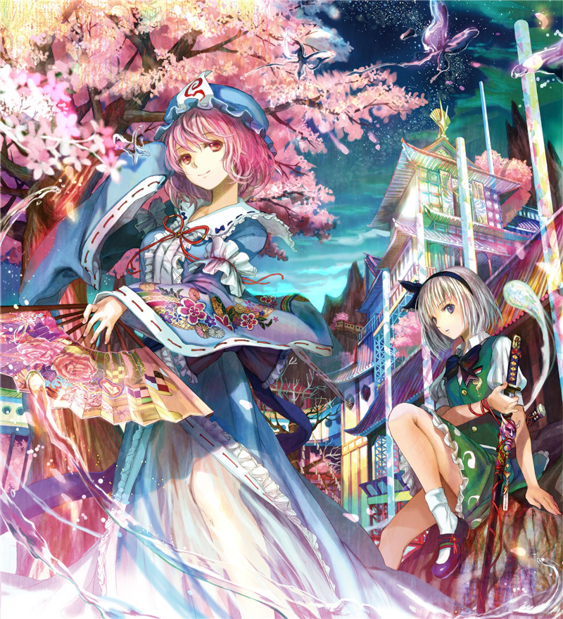 图片[1] - 东方project西行寺幽幽子壁纸图包原画插画素材P站同人图合集 - 幻域写真 - cosplay高清美图分享平台