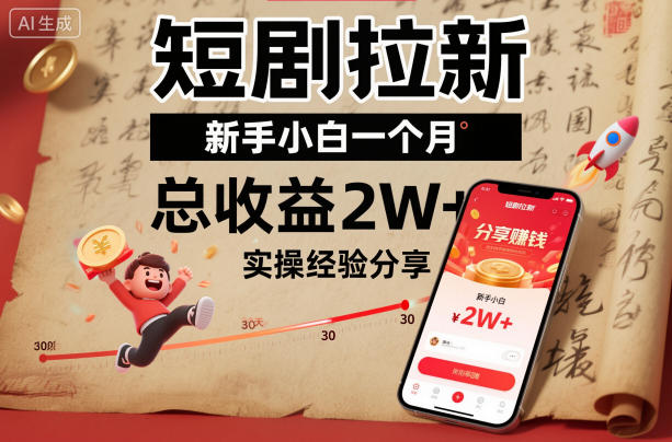 短剧拉新新手小白一个月总收益2W+实操经验分享 - 青笺杂货铺 - 网创项目_软件_壁纸下载资源平台