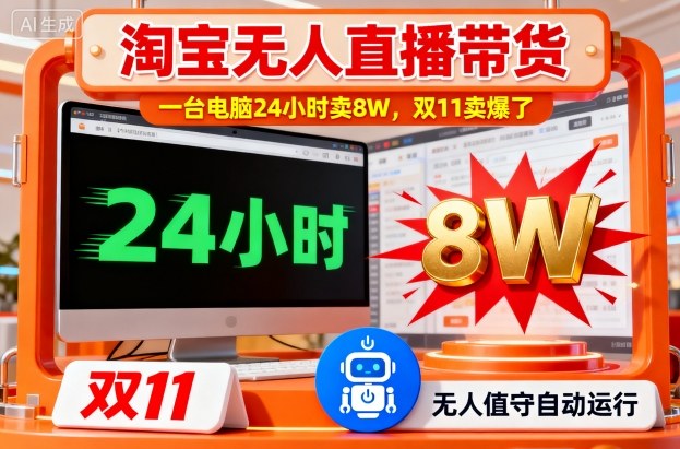 淘宝无人直播带货，一台电脑214小时卖8W，双11卖爆了【揭秘】 - 青笺杂货铺 - 网创项目_软件_壁纸下载资源平台