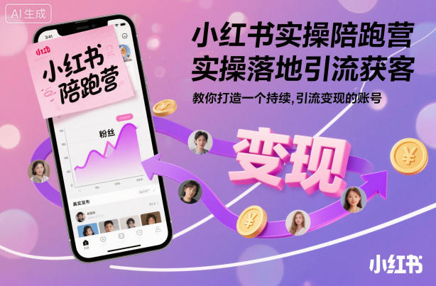 小红书实操陪跑营，实操落地引流获客，教你打造一个持续引流变现的账号 - 青笺杂货铺 - 网创项目_软件_壁纸下载资源平台