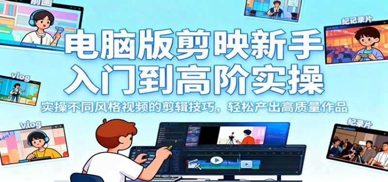 电脑版剪映新手入门到高阶实操,实操不同风格视频的剪辑技巧,轻松产出高质量作品 - 青笺杂货铺 - 网创项目_软件_壁纸下载资源平台