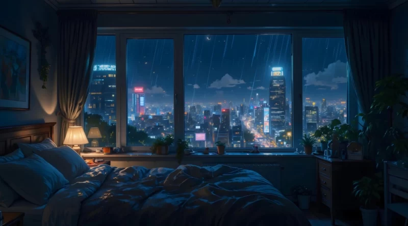 卧室 台灯 城市夜景 雨 窗景 房间温馨卧室 4K壁纸 3840X2160 / 2.20MB - 青笺杂货铺 - 网创项目_软件_壁纸下载资源平台