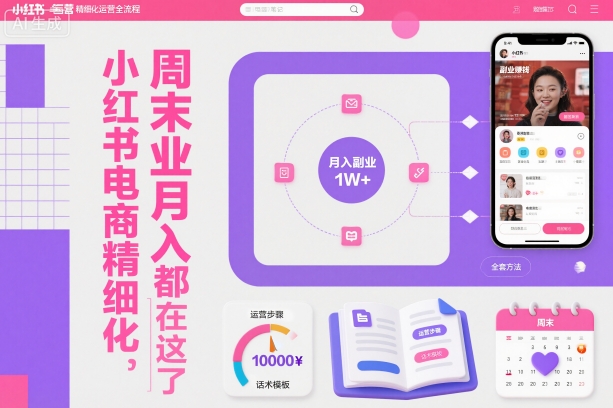 小红书电商精细化运营全流程，周末副业月入1W+，全套方法都在这了 - 青笺杂货铺 - 网创项目_软件_壁纸下载资源平台