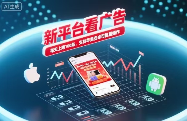 新台看广告,养好机一条5毛到5块,单机日入30到100,支持苹果安卓,可批量操作。 - 青笺杂货铺 - 网创项目_软件_壁纸下载资源平台