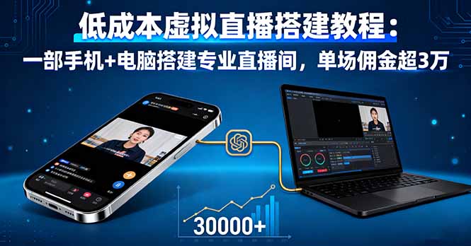 低成本虚拟直播搭建教程：一部手机+电脑搭建专业直播间，单场佣金超3万 - 青笺杂货铺