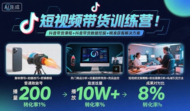 短视频带货训练营,抖音带货课程+抖音带货数据挖掘+精准获客解决方案 - 青笺杂货铺