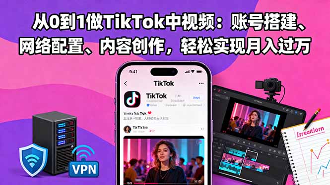 从0到1做TikTok中视频:账号搭建、网络配置、内容创作,轻松实现月入过万 - 青笺杂货铺