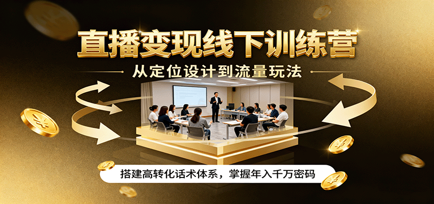 直播变现线下训练营，从定位设计到流量玩法，搭建高转化话术体系，掌握年入千万密码 - 青笺杂货铺