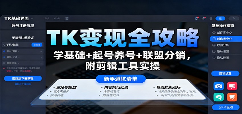 TK变现全攻略:学基础+起号养号+联盟分销,附剪辑工具实操 - 青笺杂货铺