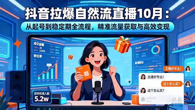 抖音拉爆自然流直播10月：从起号到稳定期全流程，精准流量获取与高效变现 - 青笺杂货铺