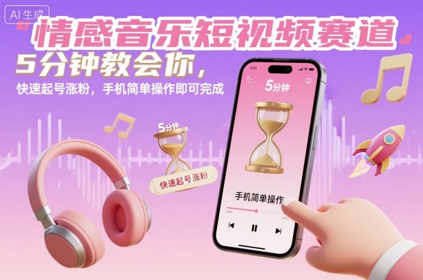 情感音乐短视频赛道，5分钟教会你，快速起号涨粉，手机简单操作即可完成 - 青笺杂货铺