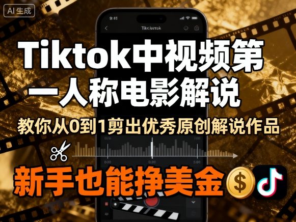 Tiktok中视频第一人称电影解说,教你从0到1剪出一个优秀的原创解说作品,新手也能挣美金 - 青笺杂货铺