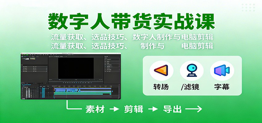 数字人变现实战课：流量获取、选品技巧、数字人制作与电脑剪辑 - 青笺杂货铺