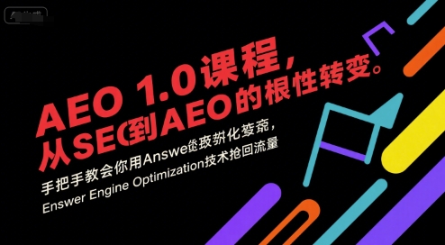 AEO 1.0 课程,从SEO到AE0的基命性转变,手把手教会你用AnswerEngineOptimization技术抢回流量(更新) - 青笺杂货铺