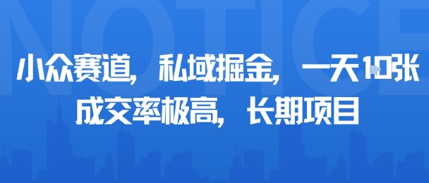 小众赛道,私域掘金,一天多张,成交率极高,长期项目 - 青笺杂货铺