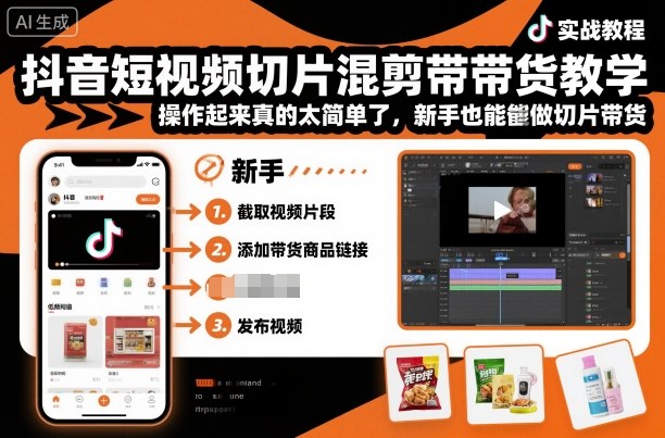 抖音短视频切片混剪带货教学,操作起来真的太简单了,新手也能做切片带货 - 青笺杂货铺