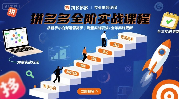 拼多多全阶实战课程，从新手小白到运营高手，海量实战玩法+全年实时更新【2025年10月更新】 - 青笺杂货铺