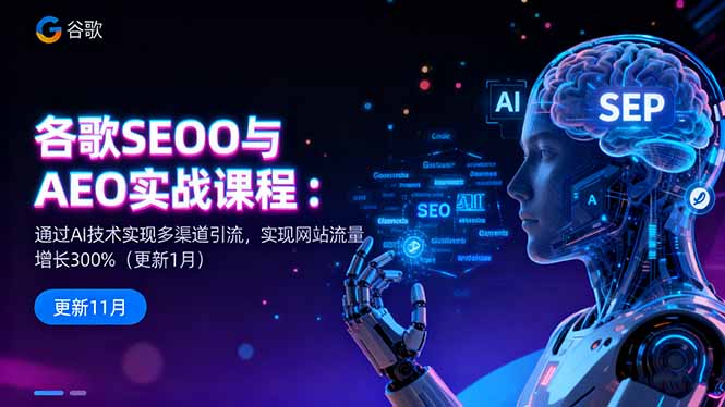 谷歌SEO与AEO实战课程:通过AI技术实现多渠道引流,实现网站流量增长300% - 青笺杂货铺