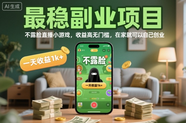 最稳副业项目，不露脸直播小游戏，收益高无门槛，一天收益1k+，在家就可以自己创业【揭秘】 - 青笺杂货铺