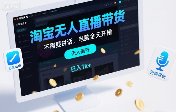 淘宝无人直播带货，不需要出镜，不需要讲话，电脑全天开播，轻松上手，日入1k+【揭秘】 - 青笺杂货铺