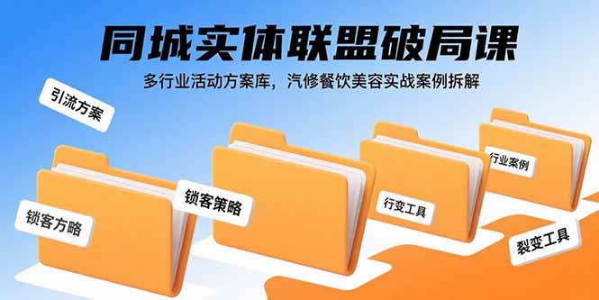 同城实体联盟破局课，多行业活动方案库，汽修餐饮美容实战案例拆解 - 青笺杂货铺