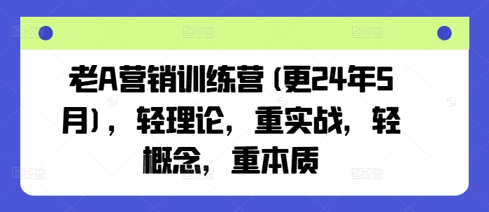 老A营销训练营(更25年6月)，轻理论，重实战，轻概念，重本质 - 青笺杂货铺
