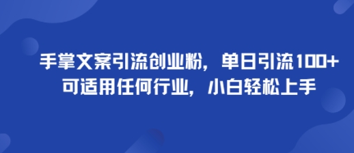 手掌文案引流创业粉，单日引流100+，可适用任何行业，小白轻松上手 - 青笺杂货铺