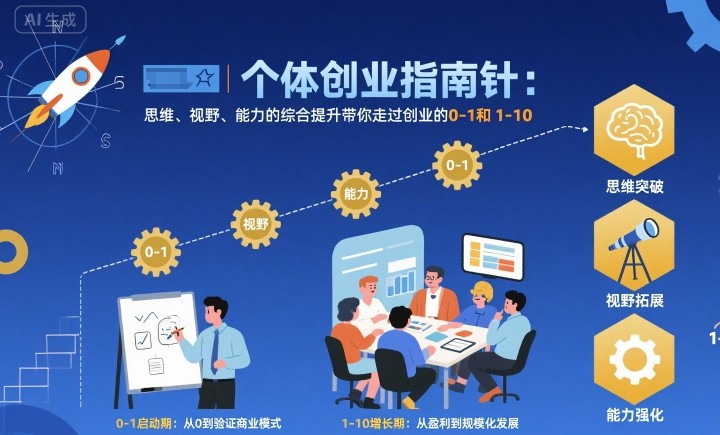 个体创业指南针，思维、视野、能力的综合提升带你走过创业的0-1和1-10【音频】 - 青笺杂货铺