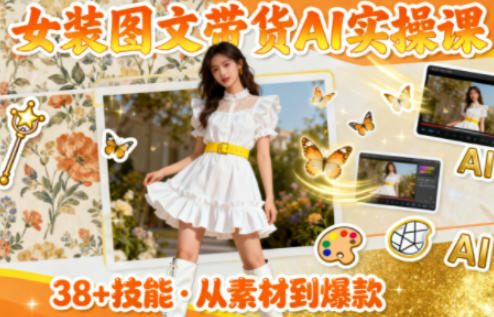 女装图文带货的AI实操课,覆盖38个实用技能,快速提升素材制作效率 - 青笺杂货铺 - 网创项目_软件_壁纸下载资源平台