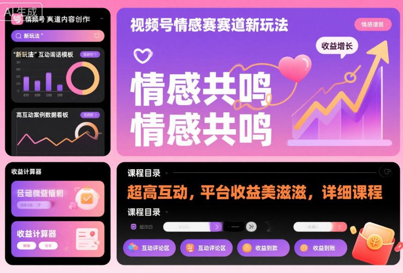 视频号情感赛道新玩法，超高互动，平台收益美滋滋，详细课程 - 青笺杂货铺 - 网创项目_软件_壁纸下载资源平台