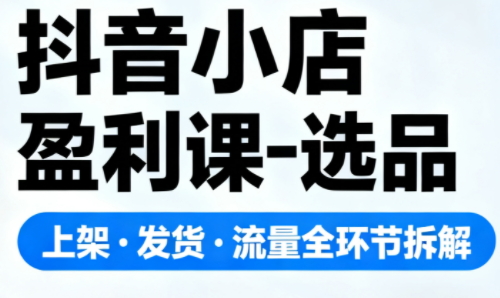 抖音小店盈利课-选品·上架·发货·流量全环节拆解 - 青笺杂货铺 - 网创项目_软件_壁纸下载资源平台