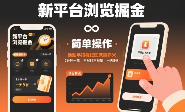 新平台浏览掘金，动动手指截张图就能挣米，2分钟一单，不限时不限量，一天5张【揭秘】 - 青笺杂货铺 - 网创项目_软件_壁纸下载资源平台