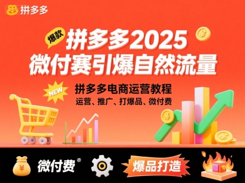 拼多多2025微付费引爆自然流量，拼多多电商运营教程，运营、推广、打爆品、微付费(更新) - 青笺杂货铺 - 网创项目_软件_壁纸下载资源平台
