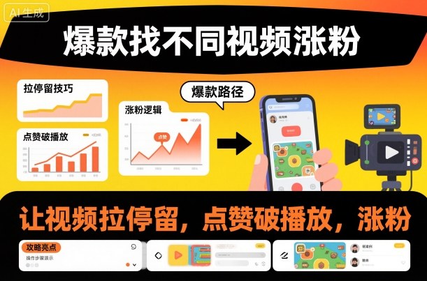 爆款找不同视频涨粉，让视频拉停留，实现点赞，破播放，涨粉 - 青笺杂货铺 - 网创项目_软件_壁纸下载资源平台