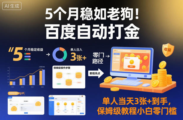 5个月稳如老狗！百度自动打金，单人当天3张+到手，保姆级教程小白零门槛【揭秘】 - 青笺杂货铺 - 网创项目_软件_壁纸下载资源平台