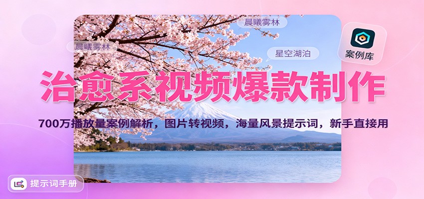 治愈系视频爆款制作，700万播放量案例解析，图片转视频，海量风景提示词，新手直接用 - 青笺杂货铺 - 网创项目_软件_壁纸下载资源平台