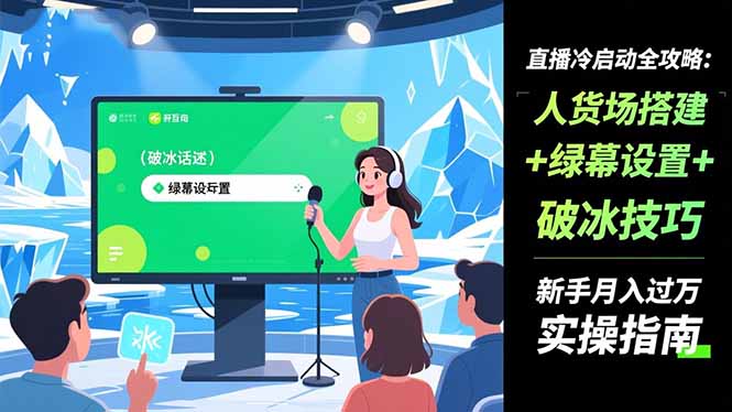 直播冷启动全攻略:人货场搭建+绿幕设置+破冰技巧，新手月入过万实操指南 - 青笺杂货铺 - 网创项目_软件_壁纸下载资源平台