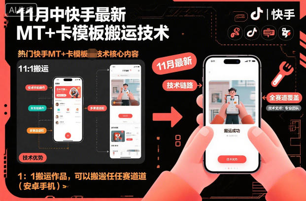 11月中快手最新MT+卡模板搬运技术，1：1搬运作品，可以搬运任何赛道(安卓手机) - 青笺杂货铺 - 网创项目_软件_壁纸下载资源平台