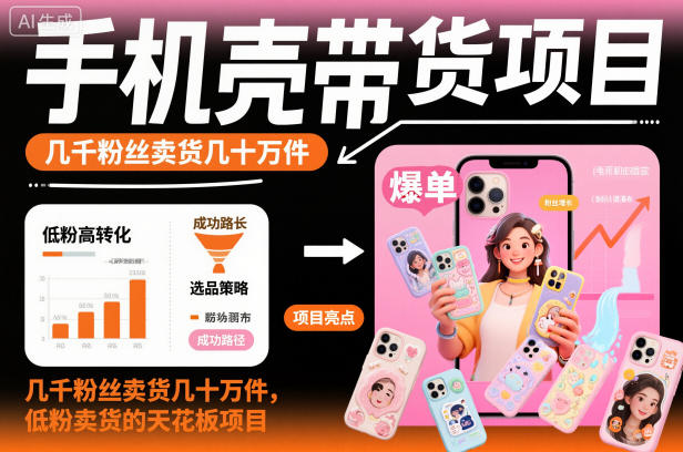 手机壳带货项目,几千粉丝卖货几十万件,短视频低粉卖货的天花板项目 - 青笺杂货铺 - 网创项目_软件_壁纸下载资源平台