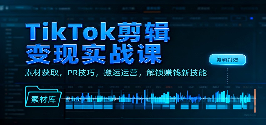 TikTok剪辑变现实战课：素材获取，PR技巧，搬运运营，解锁赚钱新技能 - 青笺杂货铺 - 网创项目_软件_壁纸下载资源平台