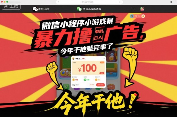 微信小程序小游戏暴力撸广告，单机日入100，今年干他就完事了 - 青笺杂货铺 - 网创项目_软件_壁纸下载资源平台
