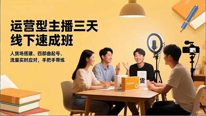 运营型主播三天线下班，人货场搭建,四部曲起号,流量实时应对，手把手带练 - 青笺杂货铺 - 网创项目_软件_壁纸下载资源平台