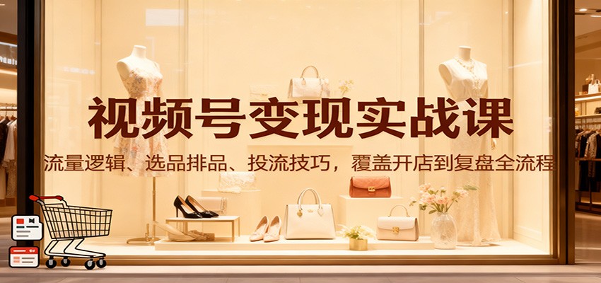 视频号变现实战课：流量逻辑、选品排品、投流技巧，覆盖开店到复盘全流程 - 青笺杂货铺 - 网创项目_软件_壁纸下载资源平台
