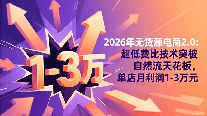 2026年无货源电商2.0【更新】：超低费比技术突破自然流天花板，单店月利润1-3万元 - 青笺杂货铺 - 网创项目_软件_壁纸下载资源平台