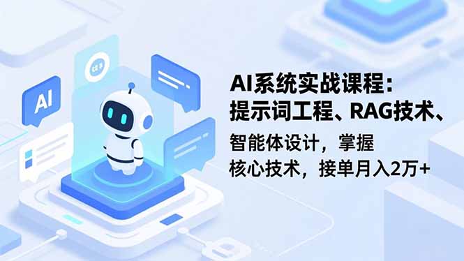 AI系统实战课程，提示词工程、RAG技术、智能体设计，掌握核心技术，接单月入2万+ - 青笺杂货铺 - 网创项目_软件_壁纸下载资源平台