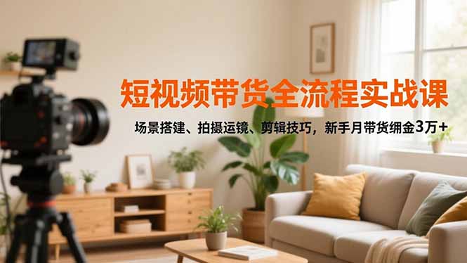 短视频带货全流程实战课，场景搭建、拍摄运镜、剪辑技巧，新手月带货佣金3万+ - 青笺杂货铺 - 网创项目_软件_壁纸下载资源平台