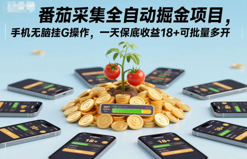 番茄采集全自动掘金项目，手机无脑挂G操作，一天保底收益18+可批量多开【揭秘】 - 青笺杂货铺 - 网创项目_软件_壁纸下载资源平台