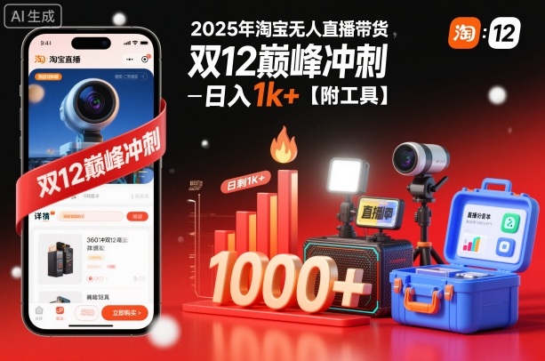 2025年淘宝无人直播带货，冲刺双12，日入1k+【附工具】【揭秘】 - 青笺杂货铺 - 网创项目_软件_壁纸下载资源平台