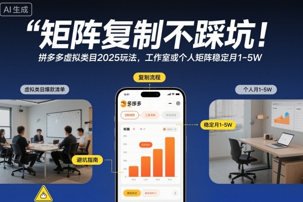 矩阵复制不踩坑！拼多多虚拟类目2025玩法，工作室或者个人矩阵稳定月1-5W【揭秘】 - 青笺杂货铺 - 网创项目_软件_壁纸下载资源平台