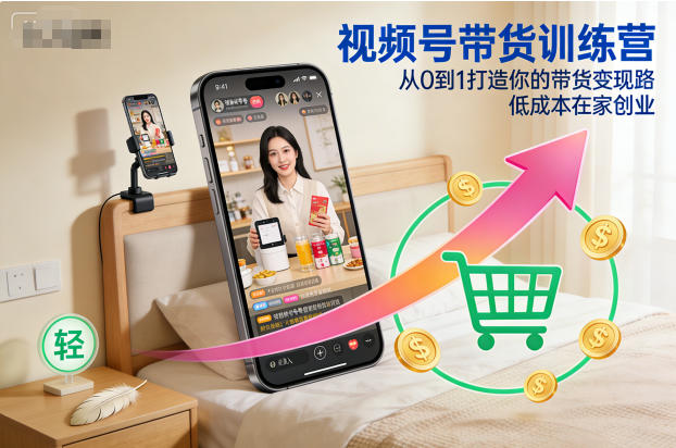 视频号带货训练营，从0到1打造你的带货变现路，低成本在家创业 - 青笺杂货铺 - 网创项目_软件_壁纸下载资源平台
